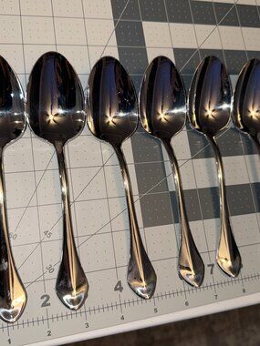 6pc Oneida Capello Stainless Bright Glossy EXCEPTIONAL Dinner Spoons 7" USA
